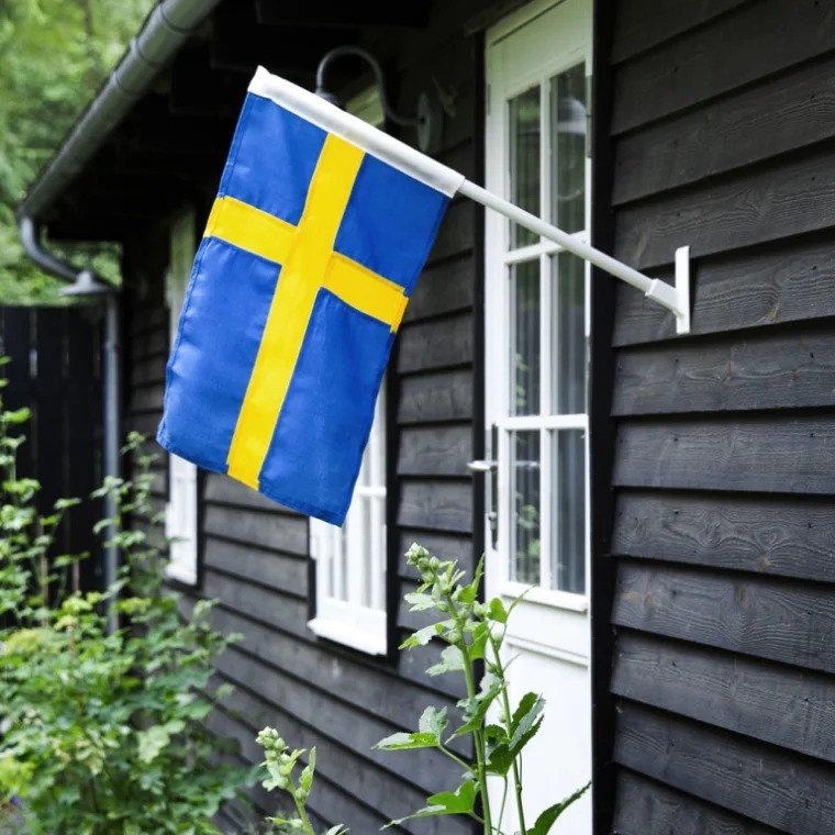 Facadestang med Svensk flag