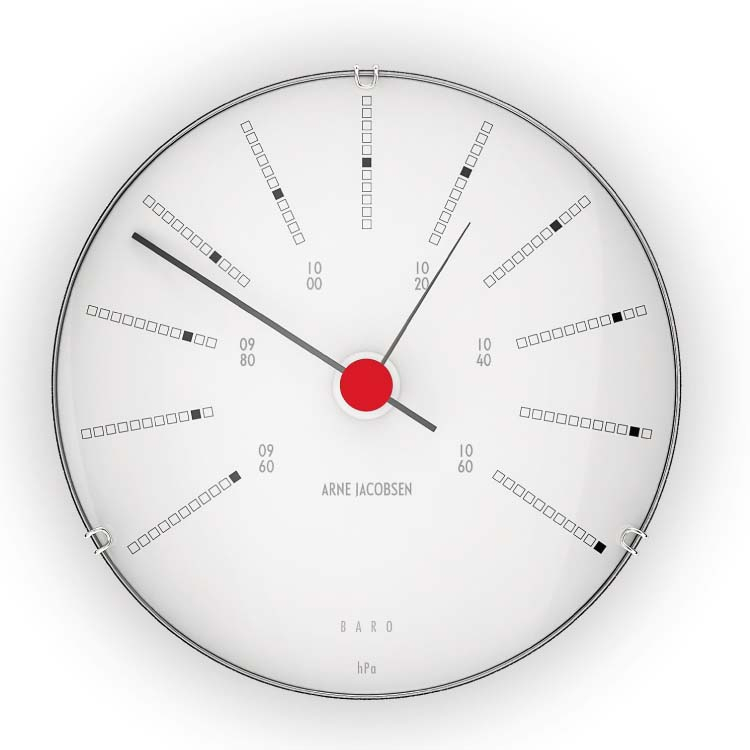 Arne Jacobsen Bankers Barometer Ø12 cm hvid/sort/rød