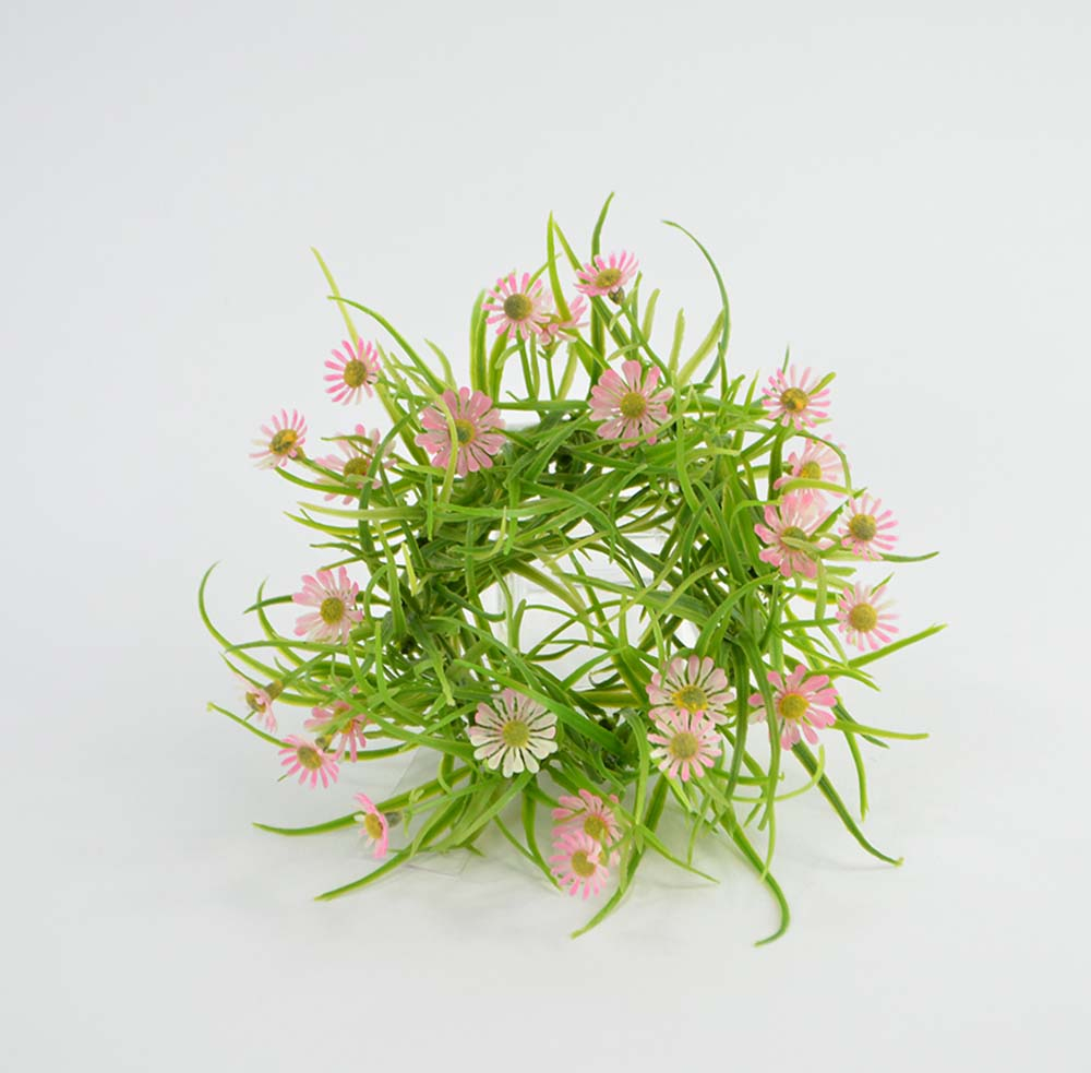 Daisy grass wreath, 15 cm, pink