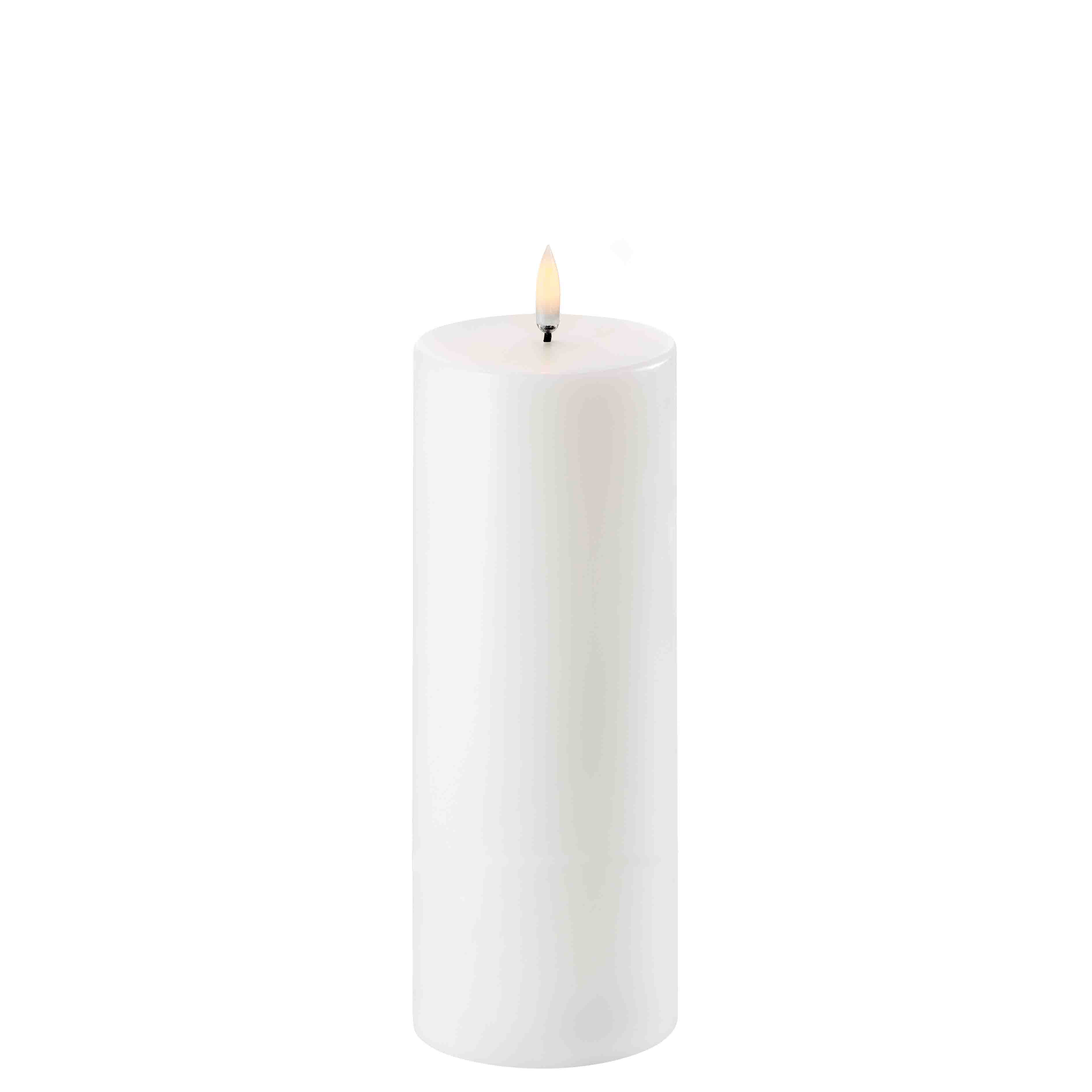 LED bloklys, Nordic white, Smooth, 7,8 x 20,3 cm
