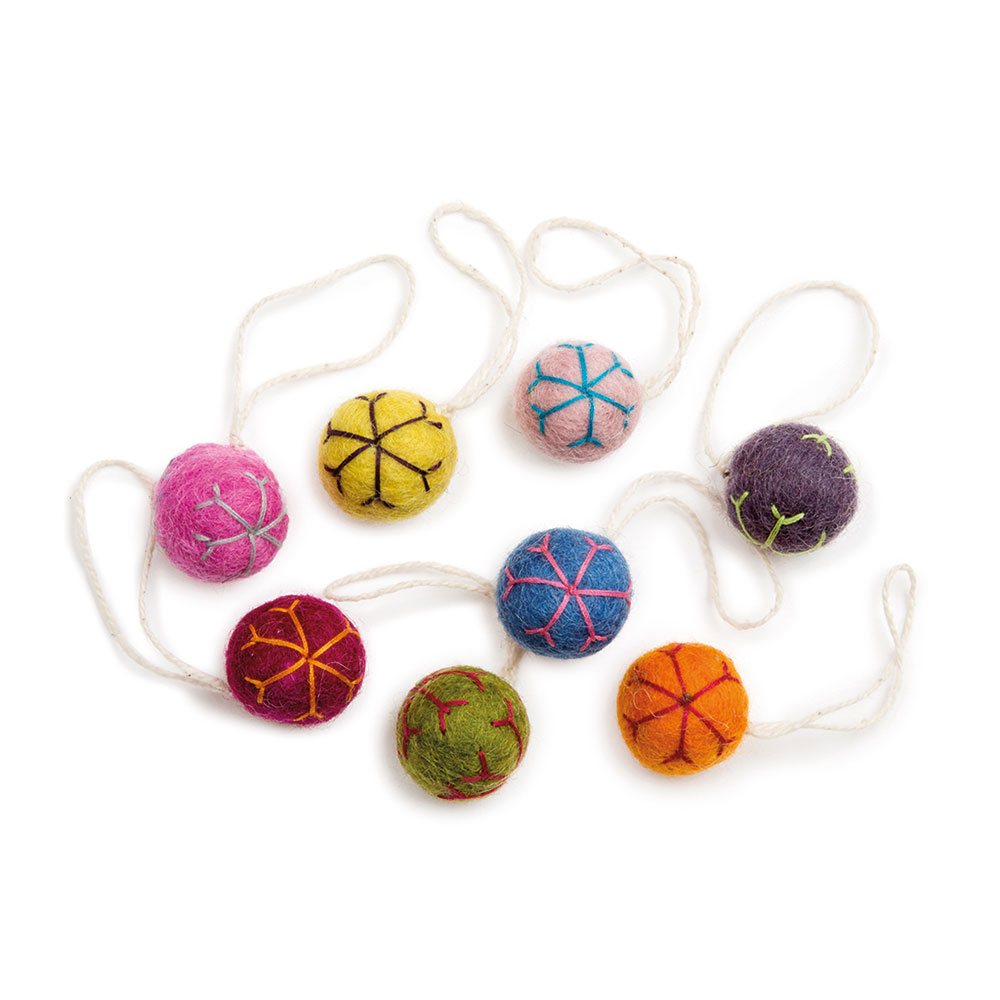 Balls w/Snowflakes, Colourful, Set of 8
